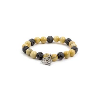 Korálkový náramek z lávového kamene a howlitu MINK107/17 Agato