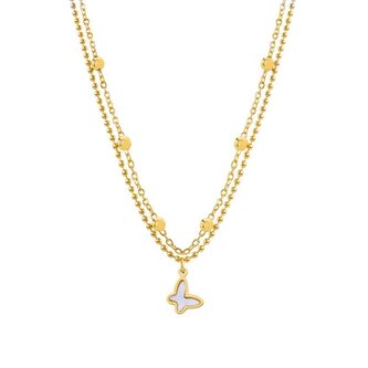 Dvojitý pozlacený náhrdelník s motýlkem Troli