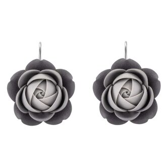 Šedé visací náušnice ve tvaru kytiček Seul Troli