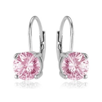 Stříbrné náušnice s růžovými zirkony AGUC2233 Beneto