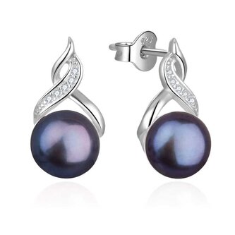 Luxusní náušnice s pravými tmavými perlami AGUP2616P-BLACK Beneto