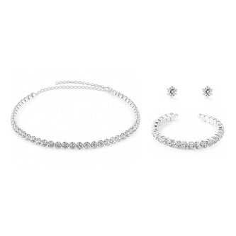 Třpytivá sada dámských šperků s krystaly (náhrdelník, náramek, náušnice) Troli
