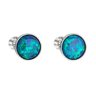 Stříbrné náušnice se zeleným syntetickým opálem 11001.3 green Evolution Group
