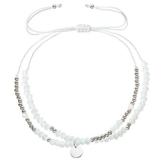 Dvojitý textilní náramek s bílými korálky 13038.1 Evolution Group