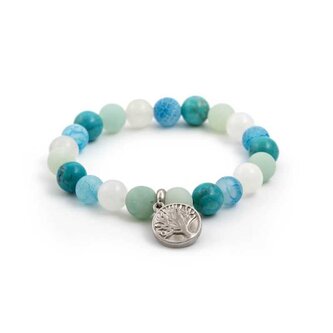 Korálkový náramek z jadeitu, howlitu, achátu a amazonitu MINK46/17 Agato