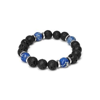 Korálkový náramek z lávového kamene, regalitu a hematitu MINK162/20 Agato