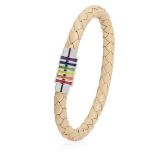 Béžový kožený náramek s magnetickou sponou Troli