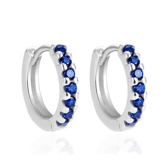 Stříbrné kruhové náušnice s modrými zirkony AGT-E066KDB Agato