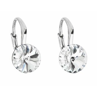 Blyštivé stříbrné náušnice s čirým krystalem 31229.1 Evolution Group