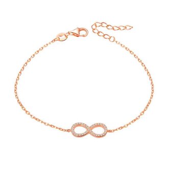 Růžově pozlacený stříbrný náramek s krystaly AGB483/20-ROSE Beneto