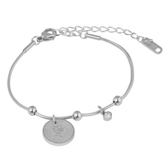 Elegantní ocelový náramek Coin Silver Troli