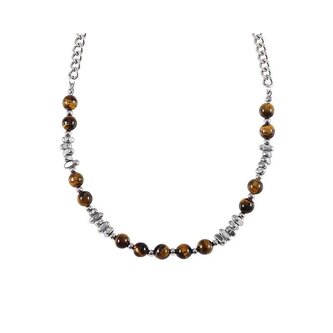 Korálkový náhrdelník z oceli s tygřím okem Troli