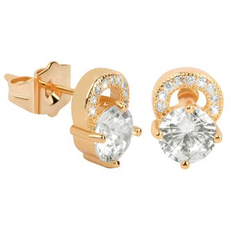 Pozlacené třpytivé náušnice s čirými krystaly Troli