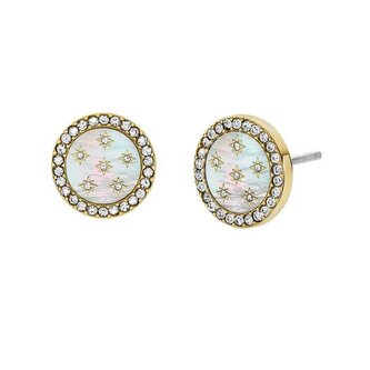 Okouzlující pozlacené náušnice s perletí a krystaly JF04868710 Fossil