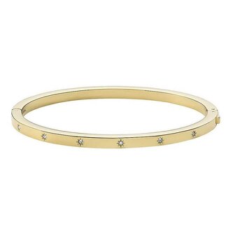 Pevný pozlacený náramek se zirkony Shine Bright JF03872710 Fossil