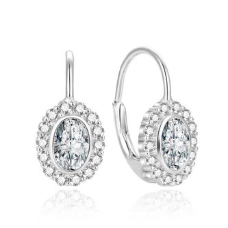 Třpytivé stříbrné náušnice se zirkony AGUC1808L Beneto