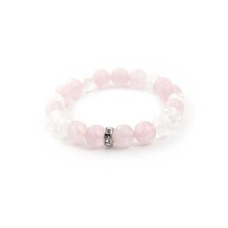 Korálkový náramek z růženínu a praskaného křišťálu MINK14/17 Agato