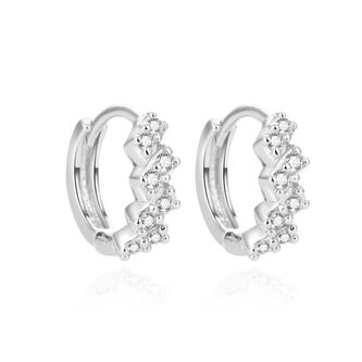 Třpytivé kruhové náušnice ze stříbra se zirkony AGUC2122L Beneto