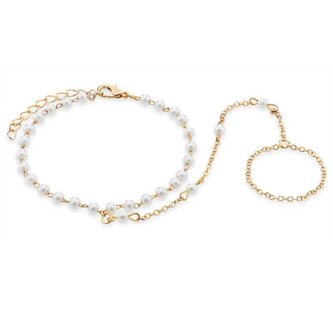 Elegantní pozlacený náramek s provlečením na prst Troli