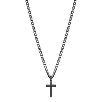 Módní černý náhrdelník s křížkem Ink BIK20 Brosway