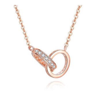 Pozlacený náhrdelník s propojenými kroužky AGS1229/47-ROSE Beneto