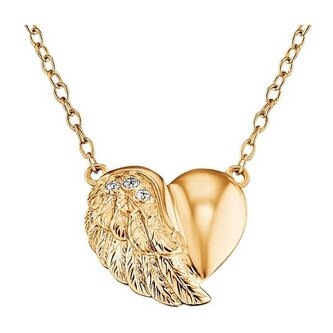Pozlacený stříbrný náhrdelník Srdce s křídlem a zirkony ERN-LILHW-G Engelsrufer
