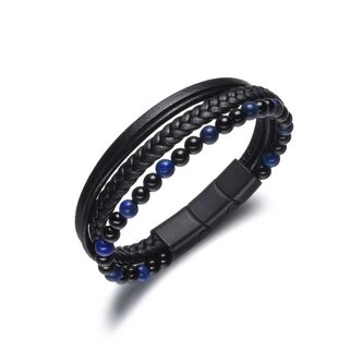 Kožený náramek s minerálními korálky pro muže B1G00211 Diverse