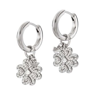 Stříbrné náušnice 2v1 Čtyřlístek se zirkony EG3608040 Emporio Armani
