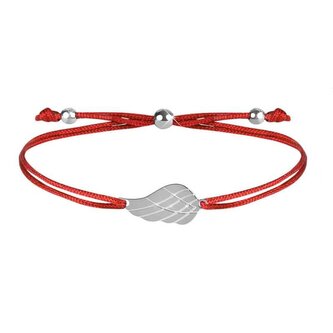 Šňůrkový náramek s andělským křídlem červená/ocelová Troli