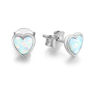 Stříbrné náušnice se syntetickým opálem Srdíčka AGUP1185 Beneto