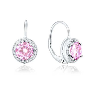 Stříbrné náušnice s růžovými krystaly AGUC1159 Beneto