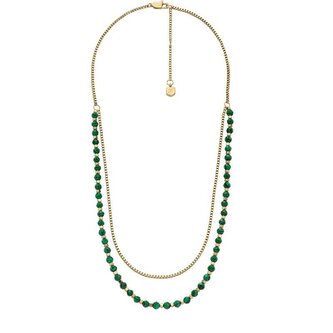 Dvojitý pozlacený náhrdelník s malachitem All Stacked Up JA7246710 Fossil