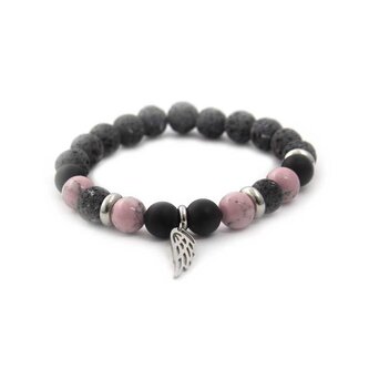 Korálkový náramek z lávového kamene, howlitu a achátu MINK98/17 Agato