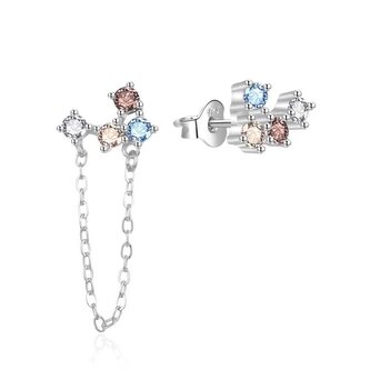 Asymetrické stříbrné náušnice se zirkony AGT-E106PC Agato