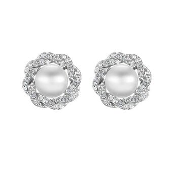 Luxusní náušnice s krystaly a perlou Rich pearl 42310.R Crystalp