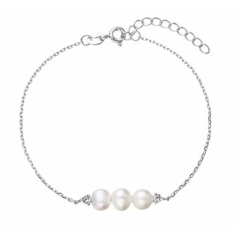 Něžný stříbrný náramek s říčními perlami a zirkony 23018.1 Evolution Group
