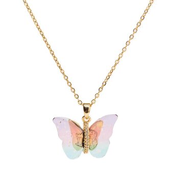 Pozlacený náhrdelník s duhovým motýlkem Troli