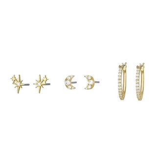 Půvabný set pozlacených náušnic Moon JGFTSET1050 Fossil