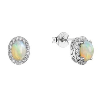 Luxusní stříbrné náušnice s pravým opálem a zirkony 11490.3 Evolution Group