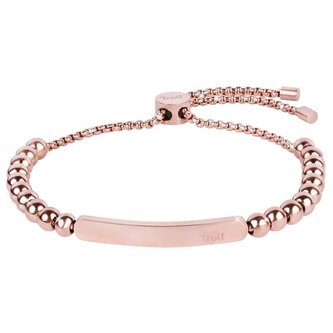 Růžově pozlacený náramek s ocelovými korálky Troli