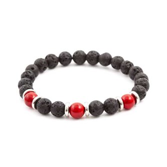 Korálkový náramek z lávového kamene a howlitu MINK55 Agato / Délka: 19 cm