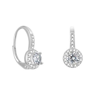 Něžné stříbrné náušnice s třpytivými zirkony AGUC2267 Beneto