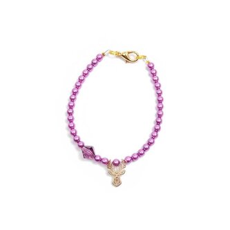 Fialový korálkový mini náramek s jelínkem Deers