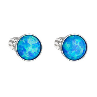 Stříbrné náušnice s modrým syntetickým opálem 11001.3 blue Evolution Group