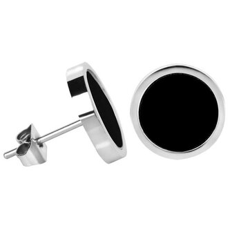Moderní ocelové náušnice s černým středem Troli