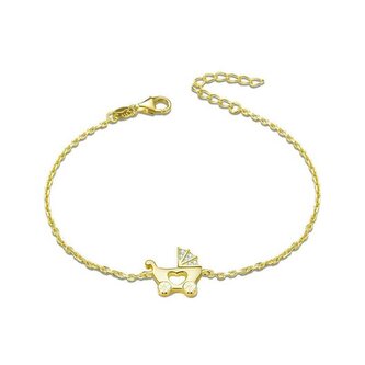 Pozlacený stříbrný náramek Kočárek AGB578/21-GOLD Beneto