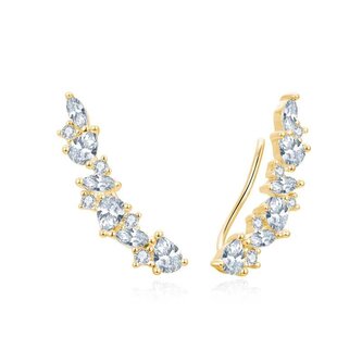 Nádherné podélné náušnice s čirými zirkony AGUP3299W-GOLD Beneto