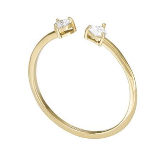 Něžný pozlacený otevřený prsten s krystaly JF04359710 Fossil / Obvod: 49 mm - 49 mm