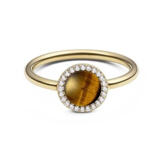Pozlacený prsten s tygřím okem a krystaly Audrey DW0040122 Daniel Wellington / Obvod: 47 mm - 47 mm
