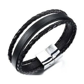 Náramek ze tří kožených pásků Leather Troli